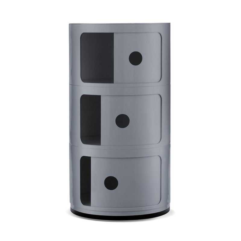 3-Draw Retro-Style Cylinder Tower Storage Drawer Organiser Cabinet Unit