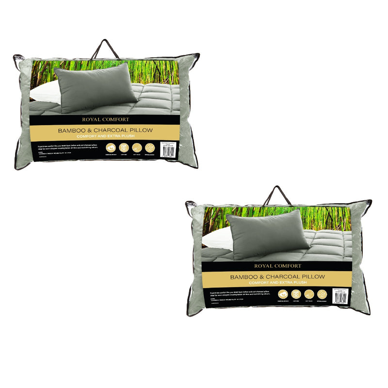 2 x Royal Comfort Bamboo Pillows Hotel Quality Luxury Pack