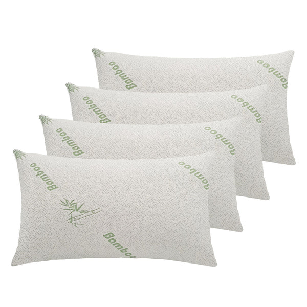 Royal Comfort Large Bamboo Blend Memory Foam Pillows 45 x 75cm - 4 x 1 Packs