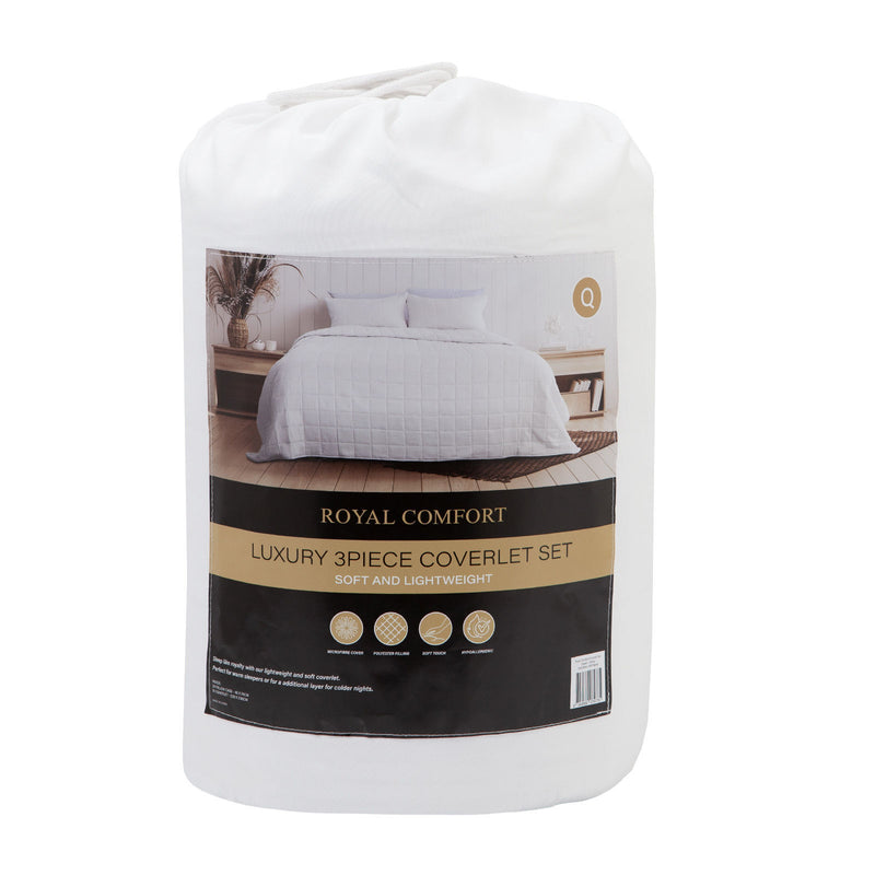 Royal Comfort Bed In A Bag Coverlet Set And 2 x Duck Feather And Down Pillows