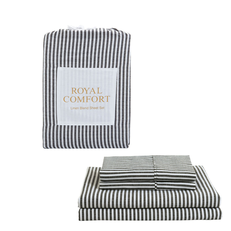Royal Comfort Linen Bedding Set Linen Blend 4 Pce Sheet Set And Quilt Cover Set