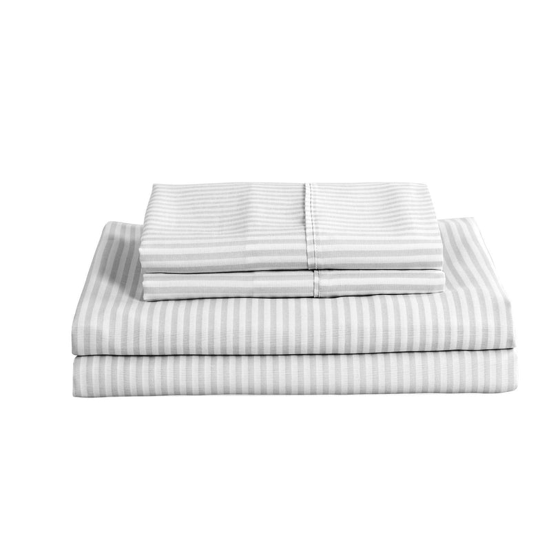 Royal Comfort Bed Set Striped Linen Quilt Cover Set And 1 x 350GSM Bamboo Quilt