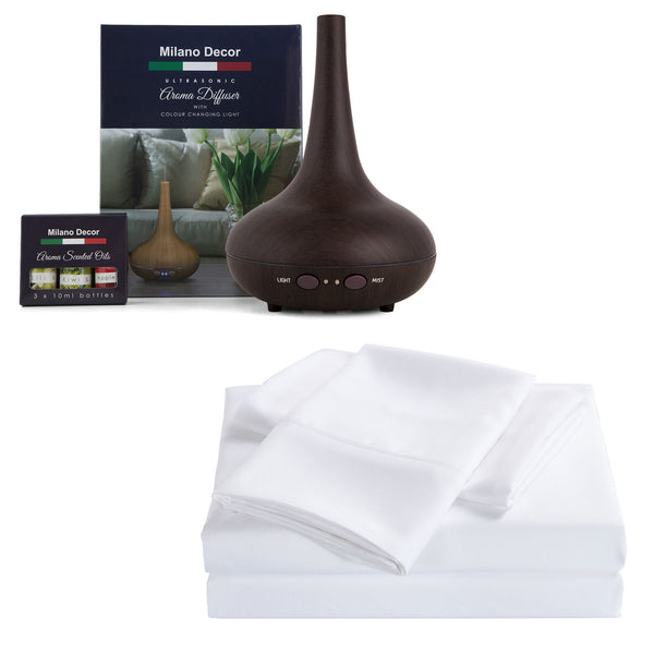Royal Comfort 2000 Thread Count Sheet Set With Bonus Aroma Diffuser with 3 Oils
