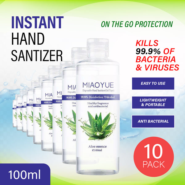 10 x Pack of 100ml Hand Sanitiser 75% Alcohol Based