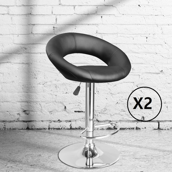 2 x Milano Decor Delilah Adjustable Barstools Circular Arc Swivel Chrome